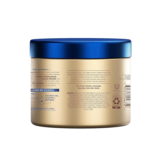 Vaseline Radiant X Deep Nourishment Body Cream 100% Pure Shea Butter, Coconut - Image 2