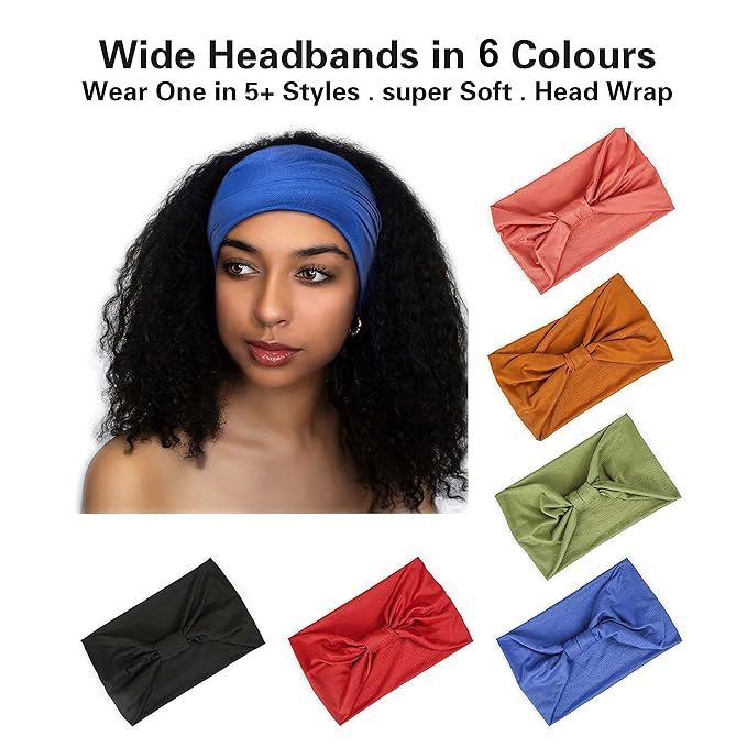 GiLi 6 Pack Wide Headbands for Women Non Slip Soft Elastic Hair Bands Yoga - Image 3