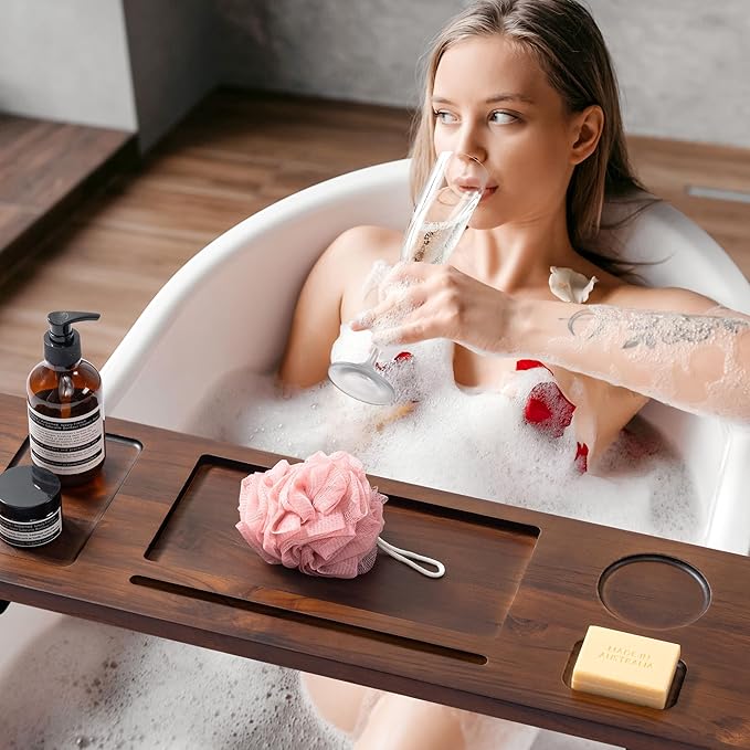 Luxury Teak Bathtub Tray for Freestanding Bath - Image 6
