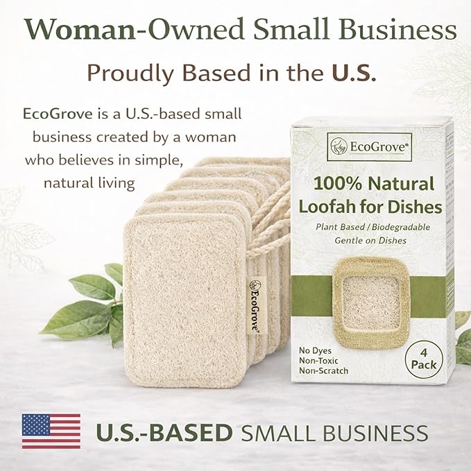 Natural Loofah Dish Sponges 4 Pack – 100% Plant-Based Luffa Scrubber - Image 9