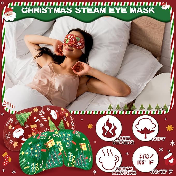 Bonuci 90 Pcs Christmas Steam Eye Masks Bulk - Image 3