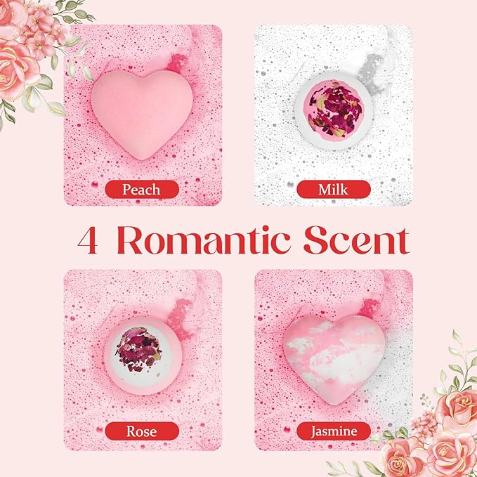 Valentines Bath Bombs Shower Steamers: Handmade Natural Bath Balls - Image 3