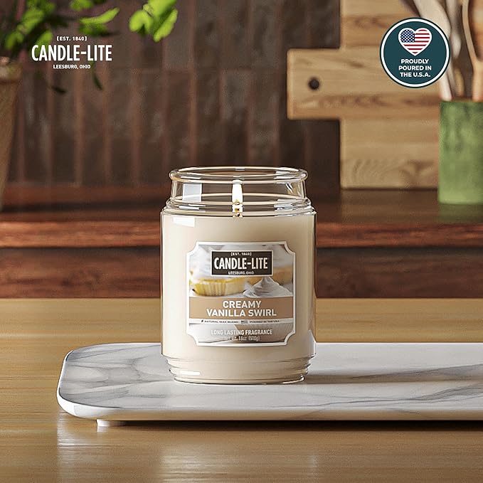 Candle-lite Fall Scented Candles, Creamy Vanilla Swirl, 18 oz Jar, Proudly - Image 2