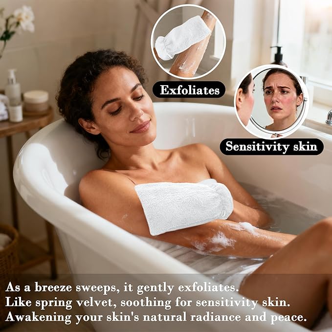 VOOVA & MOVAS White Exfoliating Washcloth 6PC, 8.3"x6.3" - Image 4