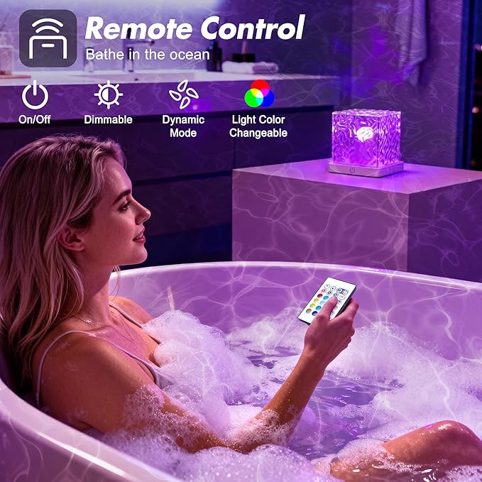 Rechargeable Shower Light No Wiring, 16 Color Changeable Ocean Wave Projector - Image 3