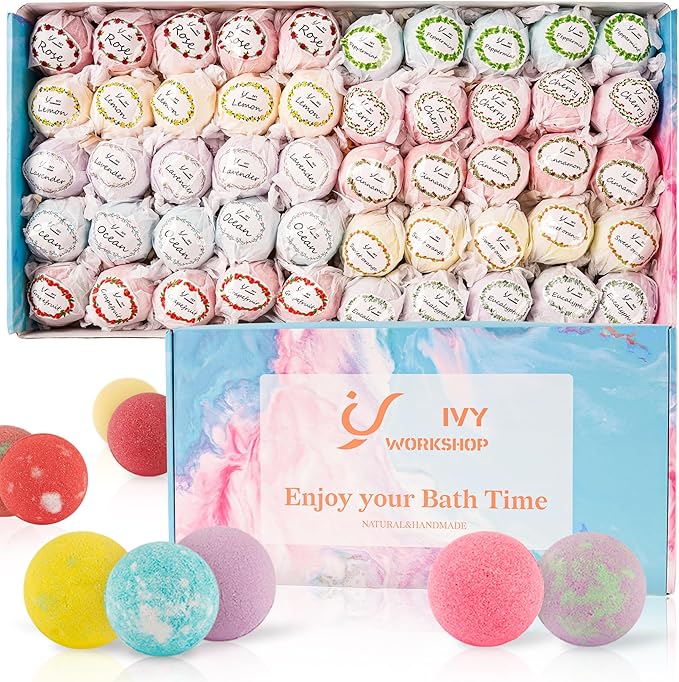 Bath Bombs for Women Gift Set, Handmade Bubble Bath Fizzy, for Bubble Bath Spa - Image 9