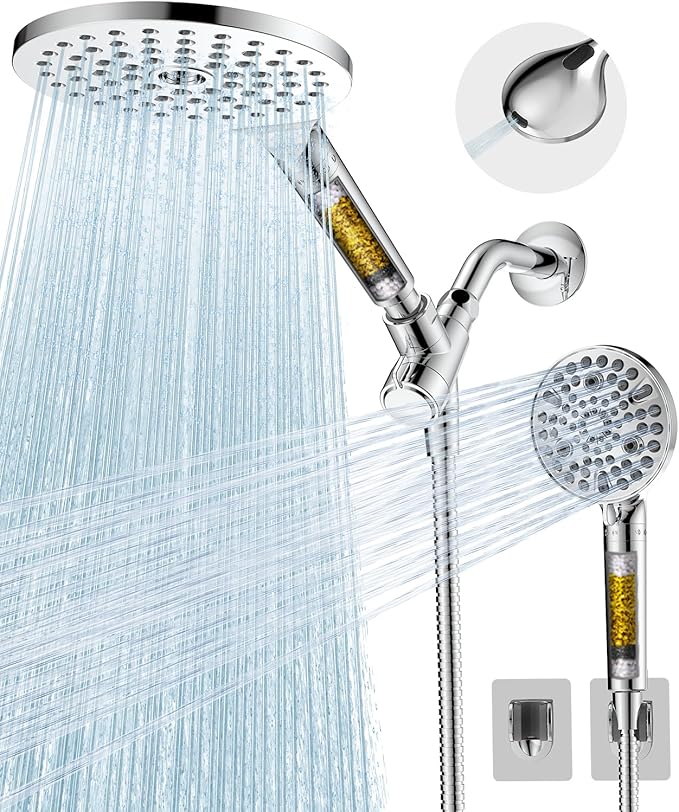 MakeFit Dual Filtered Shower Heads Combo, High Pressure Rain Shower Head by MakeFit