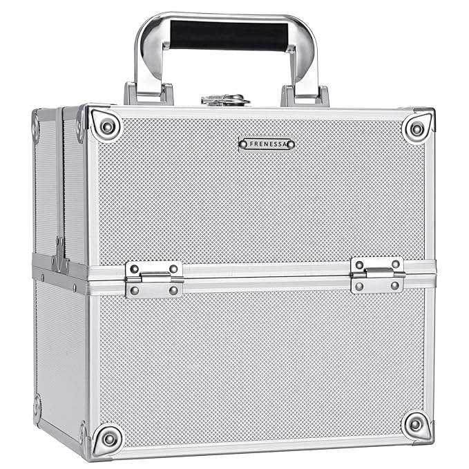 FRENESSA Makeup Train Case Makeup Organizer Box Portable Cosmetic Travel Case by Frenessa