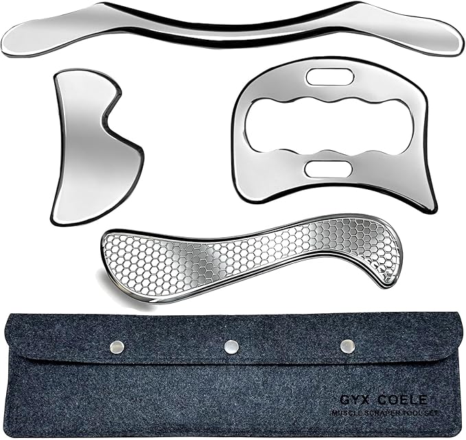 Muscle Scraper IASTM Tool Set gua sha Stainless Steel fascial Release Tool deep by GYXCOELEIASTMTOOL