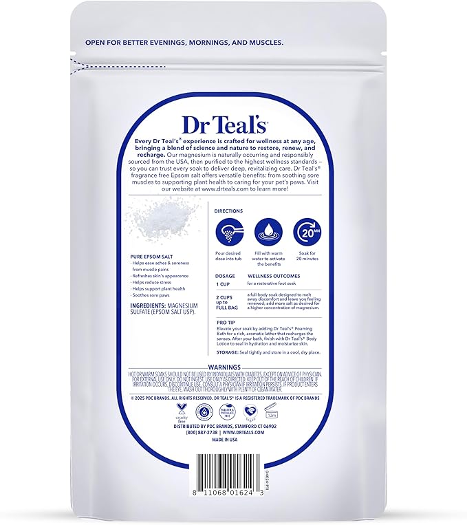 Dr Teal's Epsom Salt Magnesium Soak, Fragrance Free, 4 lbs - Image 2