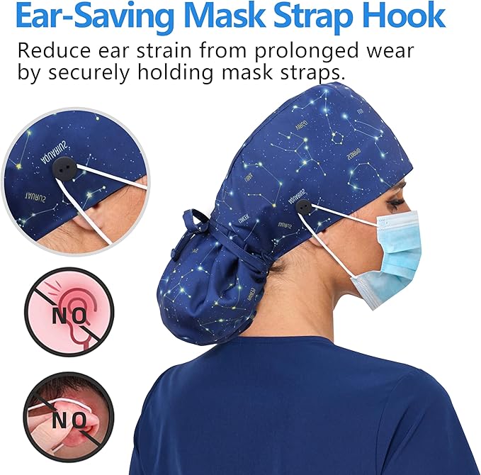 Satin Lined Scrub Cap, Adjustable Surgical Cap - Image 2