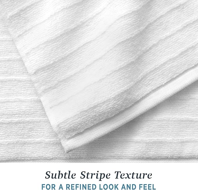 Welhome James 100% Cotton Textured Stripe Towels - Image 5