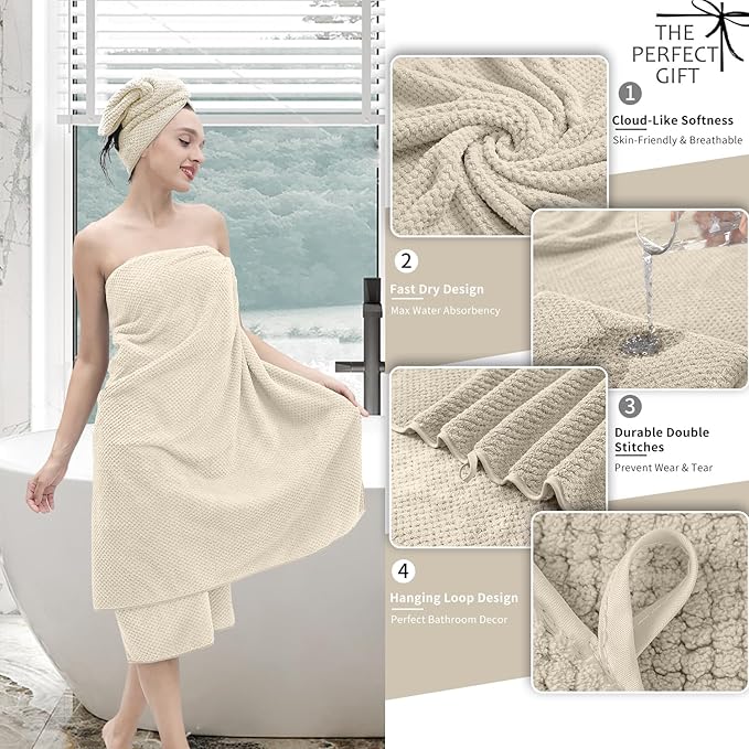 Extra Large Bath Towel Set of 4, Oversized Bath Sheet Super Soft Highly - Image 3