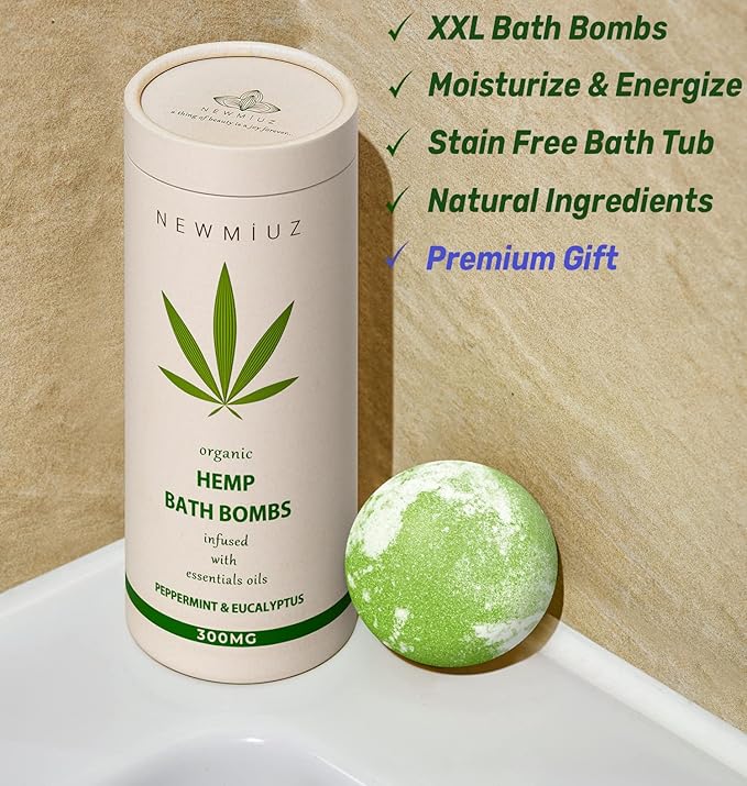 Organic Hemp Bath Bombs Infused Peppermint Eucalyptus Essential Oil Luxurious - Image 6