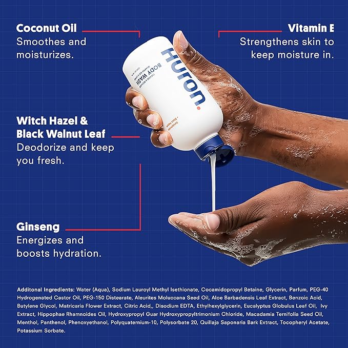 Huron Body Wash for Men and Women Hydrating Daily Cleanser - Image 3