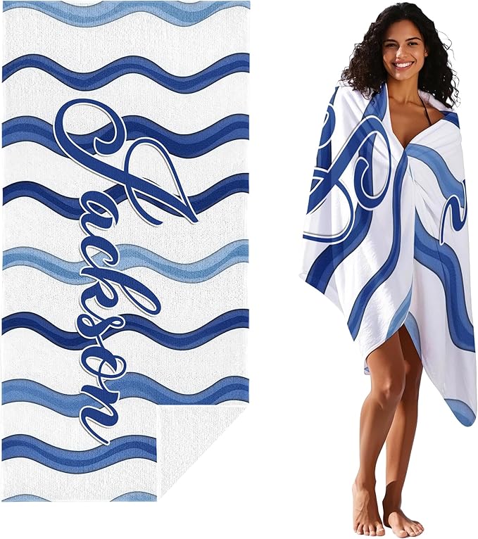 JML Custom Beach Towel with Name, Personalized Microfiber Beach Towel with Name - Image 2