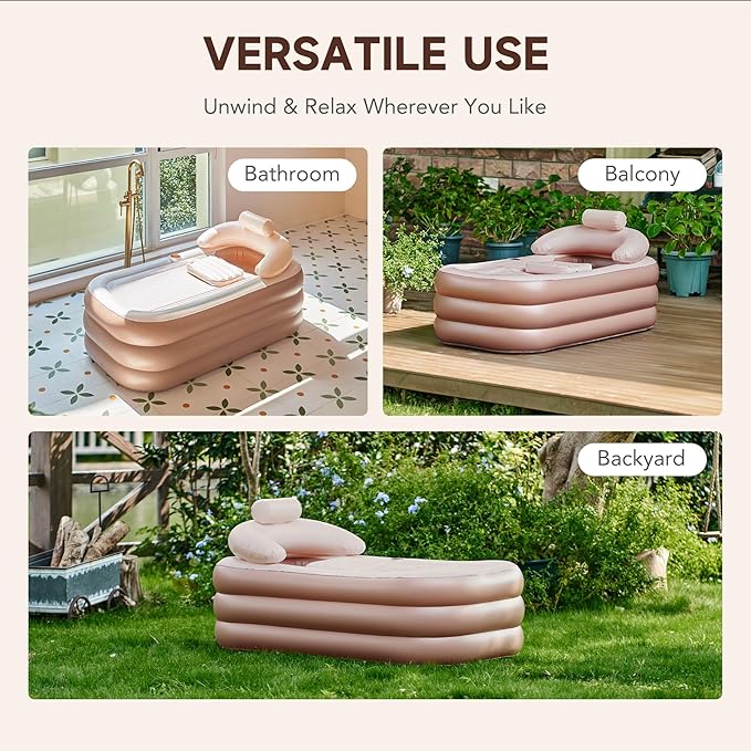 CO-Z Inflatable Bathtub with Electric Air Pump and Bath Pillow Headrest - Image 6