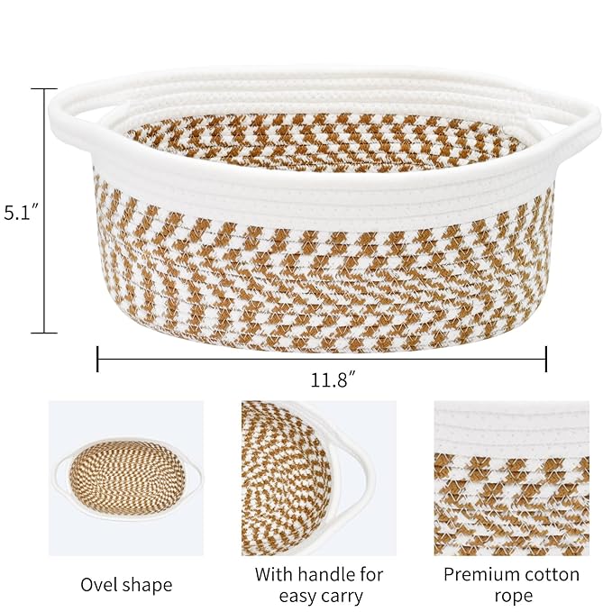 ABenkle Small Basket, Rope Room Shelf Storage Basket, Cat Dog Toys Basket Chest - Image 2