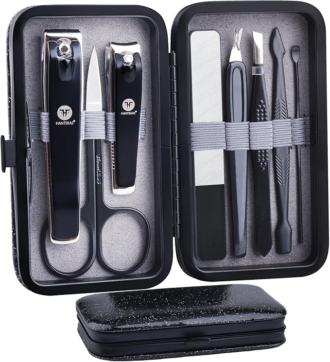 HANTEKAS Manicure Pedicure Set 8pcs Stainless Steel Nail Clippers Kit by HANTEKAS