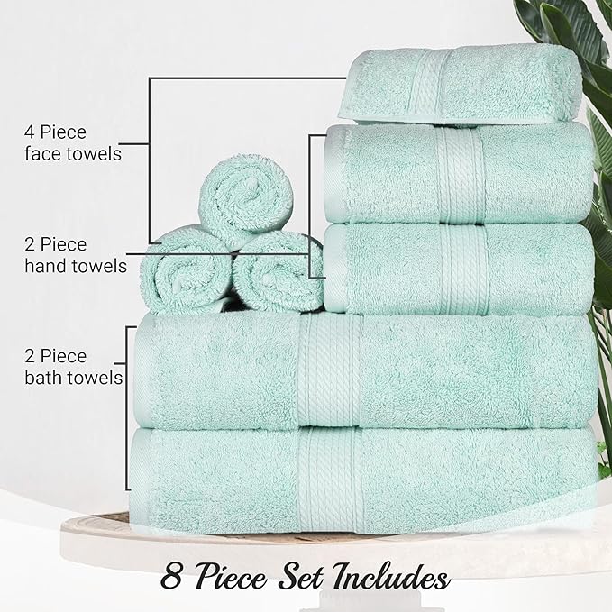 SUPERIOR Egyptian Cotton Pile 8 Piece Towel Set, Includes 2 Bath, 2 Hand - Image 4