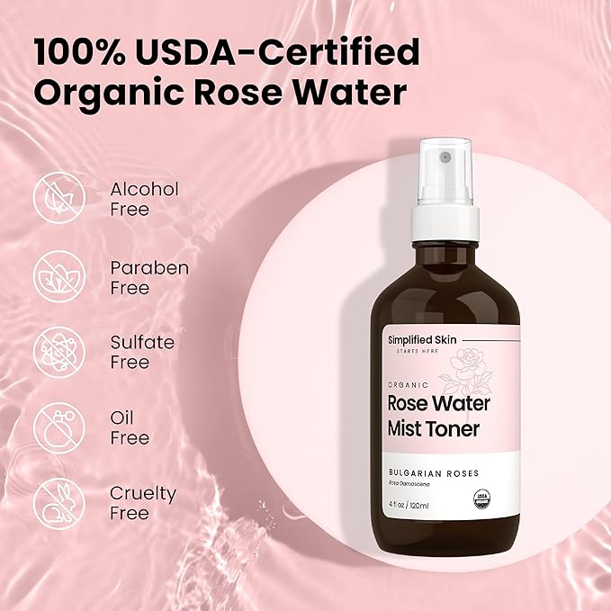 Rose Water Spray for Face & Hair – Pure USDA Organic Rosewater Toner – - Image 6