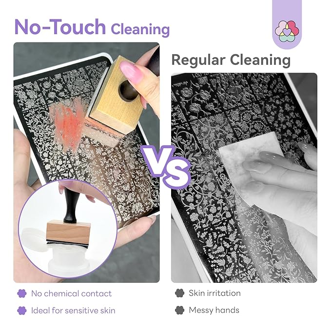 SAVILAND Nail Cleaning Tool: No-Touch Nail Cleaner Tools Wood Stamp Set Nails - Image 3