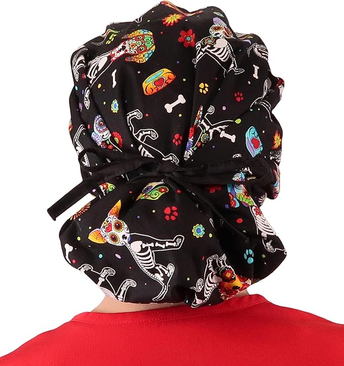 Sparkling EARTH Banded Bouffant Surgical Scrub Ponytail Working Caps and - Image 2