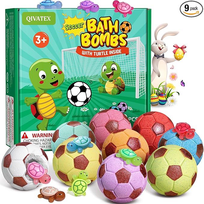 Qivatex Bath Bombs with Surprise Toys Inside, Soccer Gifts by Qivatex