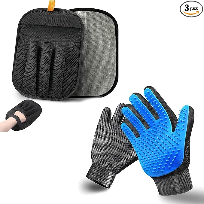 NVNAN 3 PCS Pet Hair Removal Glove and Pet Grooming Glove Kit by NVNAN