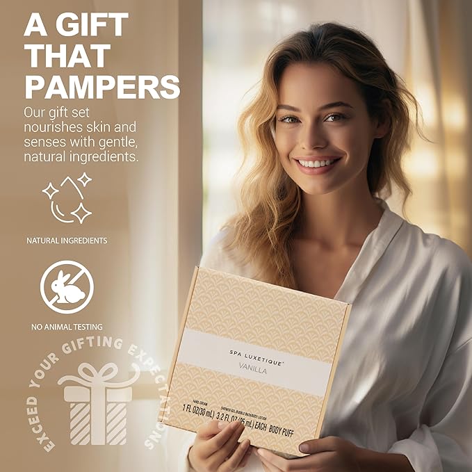 Spa Luxetique Spa Gifts for Women 6pc Vanilla Bath Sets Women Gift - Image 3