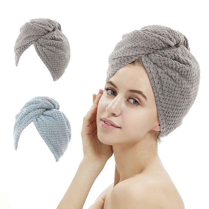 M-bestl 2 Pack Absorbent Microfiber Hair Towel Wrap, Anti-frizz Hair Drying by awesomeOralcareproduct