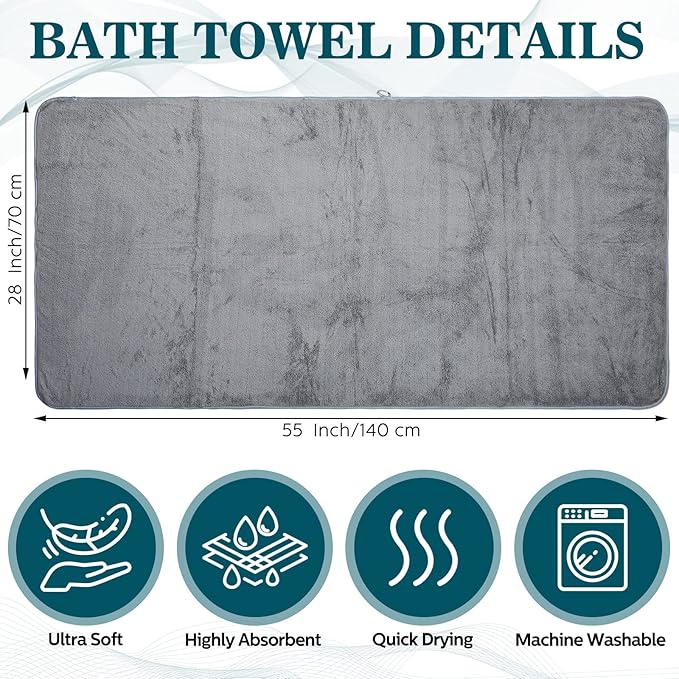 Mixweer 10 Pieces Bath Towel Set, Microfiber Coral Velvet Highly Absorbent - Image 2