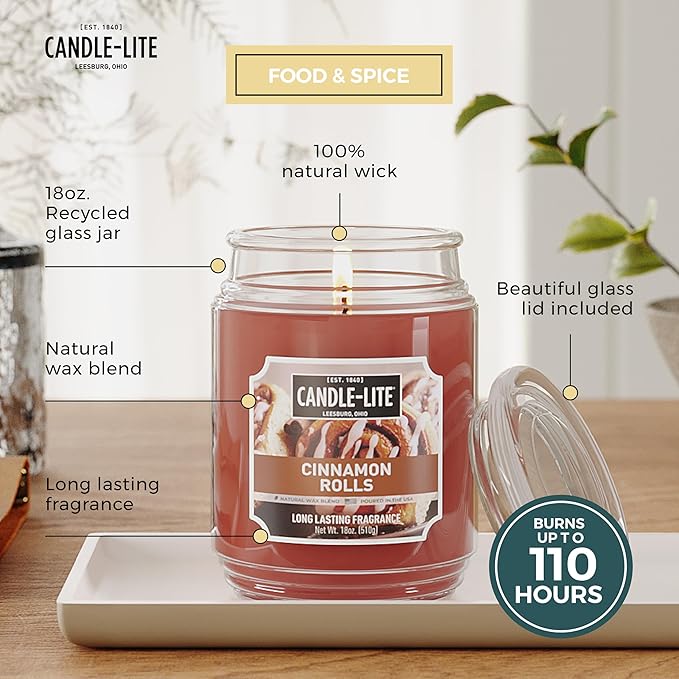 Candle-lite Fall Scented Candles, Cinnamon Rolls, 18 oz Jar, Proudly Poured in - Image 3