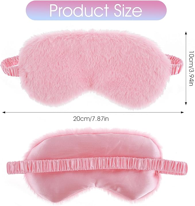 2 Pcs Plush Fluffy Eye Mask Soft Sleeping Blindfold Eye Cover Comfortable Furry - Image 2