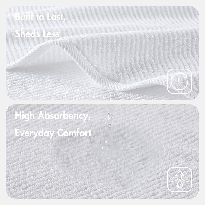 Madison Park Bathroom Towel Set of 6 Diagonal Ribbed, 500 GSM - Image 4