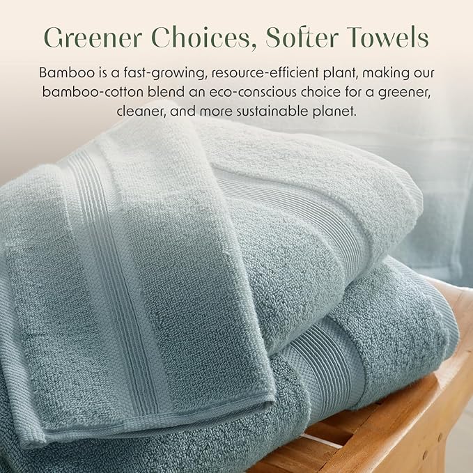 Springtree Home Luxury Bamboo Rayon Bath Towel Set 6 Piece Set | 35% Bamboo - Image 6