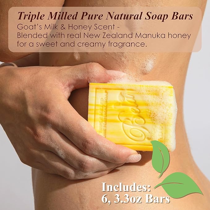 BELA Honey and Goat Milk Soap 3.3 OZ Pack of 6, Long Lasting French Triple - Image 2