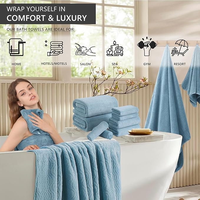 4 Piece Extra Large Bath Towel 35"x70" Oversized Bath Sheet Bath Towel Set - Image 2