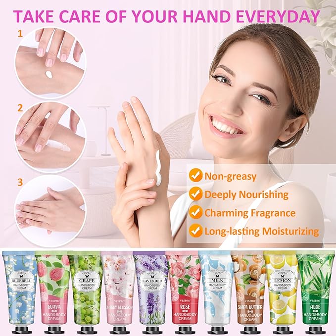 VESPRO 70 Pack Hand Cream Set, Mothers Day Gifts, Bulk Hand Lotion Travel Size - Image 4
