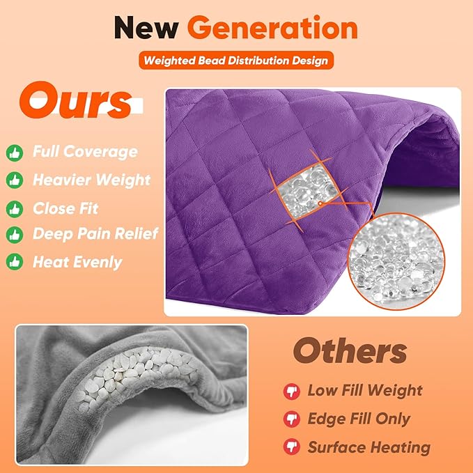 Purple Weighted Heating Pad for Neck Shoulders and Back, Mothers Day Gifts for - Image 5