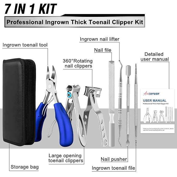 Toenail Clippers for Seniors Thick Toenails, Aucurwen Heavy Duty Toe Nail - Image 2