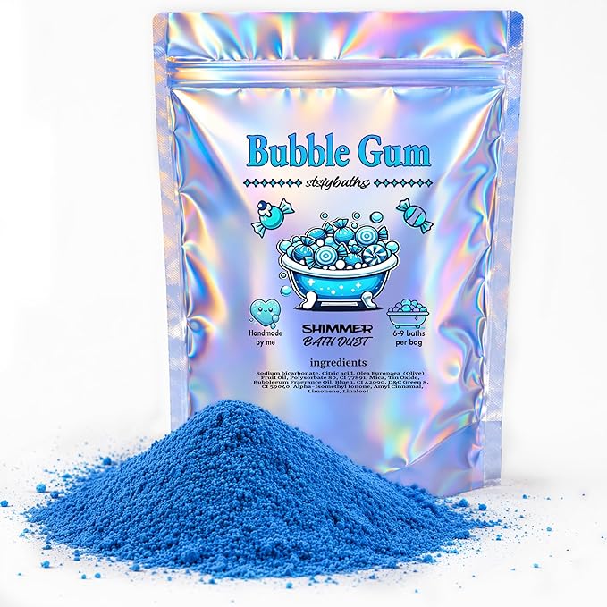 Sky Blue Bubblegum Shimmer Bath Bomb in A Bag by Unknown