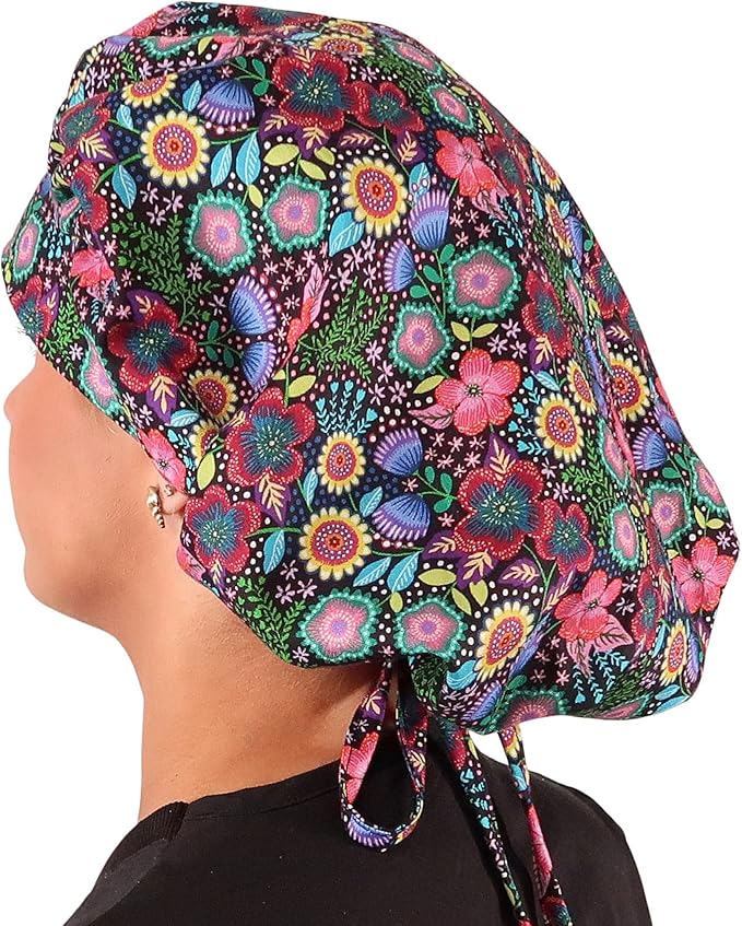 Sparkling EARTH Banded Bouffant Surgical Scrub Ponytail Working Caps and - Image 5