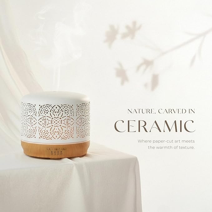 Earnest Living Essential Oil Diffuser White Ceramic Diffuser 500 ml Timers - Image 7