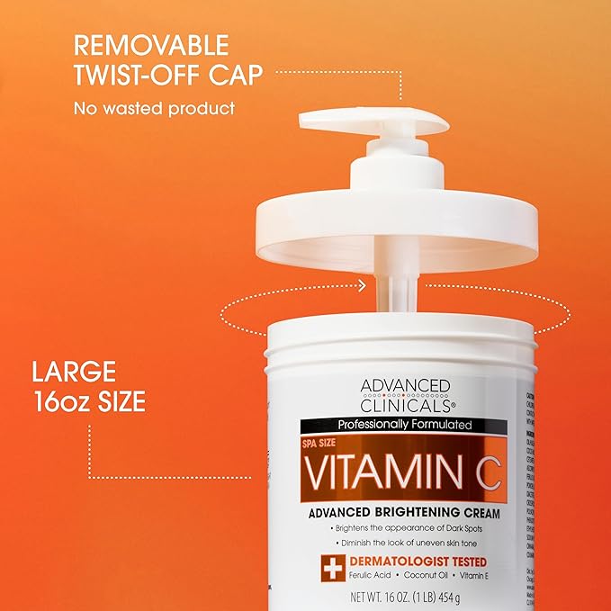 Advanced Clinicals Vitamin C Cream + Vitamin C Serum 2PC Skincare Set | - Image 4