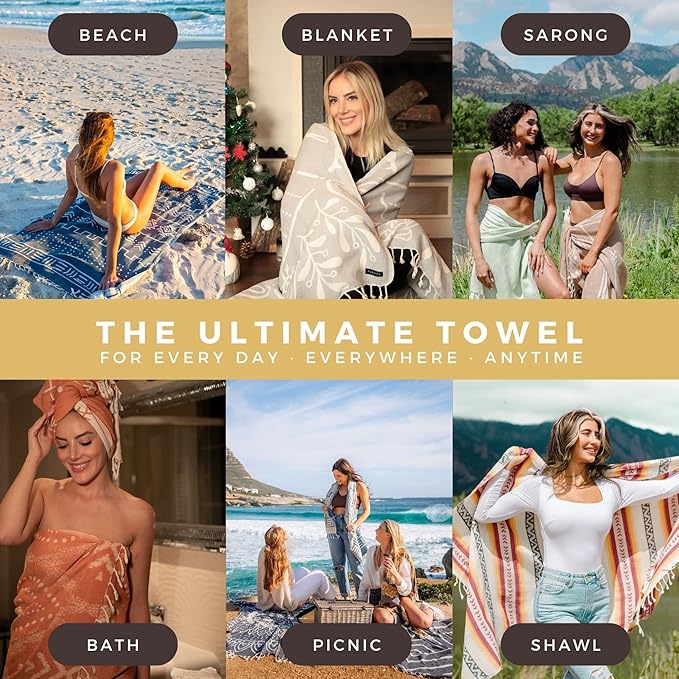 FESHKA Sand Proof Turkish Beach Towel – Oversized, Quick Dry & Lightweight - Image 3