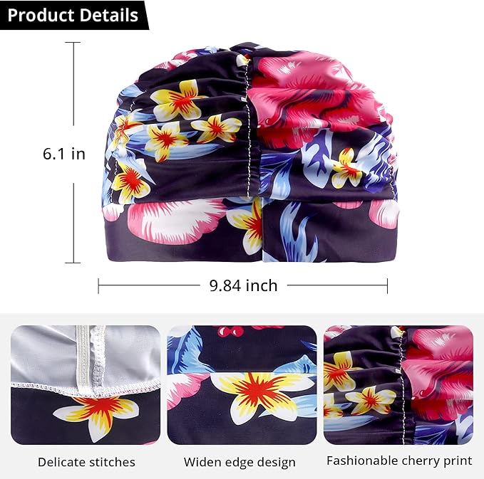 Swim Caps for Women Swimming, Comfort Pleated Swimming Cap for Long Hair - Image 3