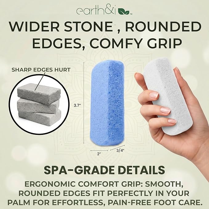 Earth & I Pumice Stone for Feet – 4-Pack Callus Remover Set | 2 Coarse + 2 Fine - Image 9