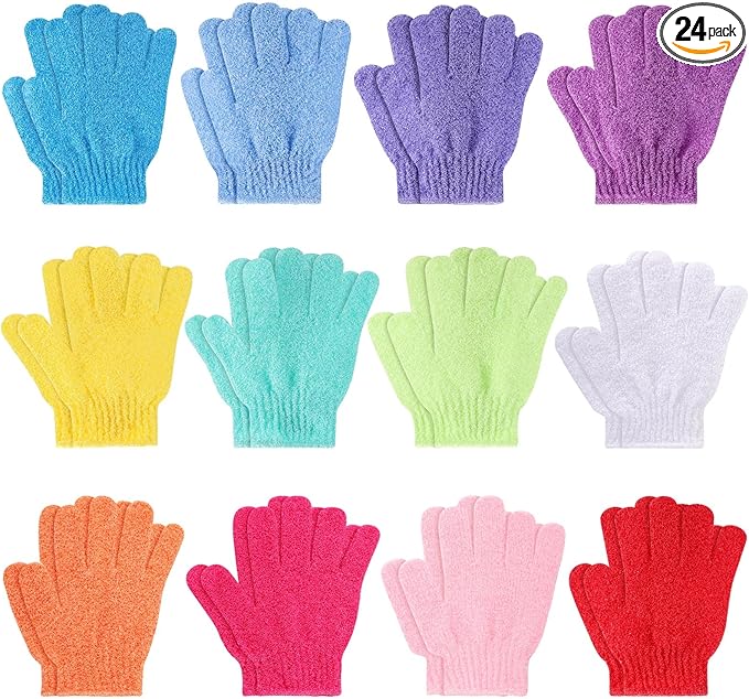 BTYMS 24 Pcs Shower Exfoliating Gloves Hand Exfoliating Glove Body Scrubber by BTYMS