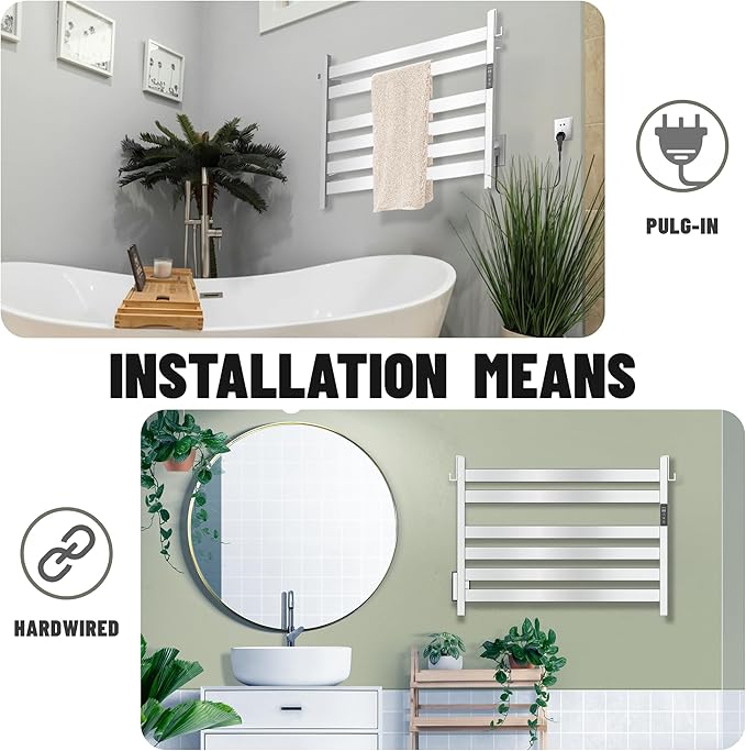K&KALONZO Towel Warmer for Bathroom, Wall-Mounted 6-Bar Heated Towel Rack - Image 6